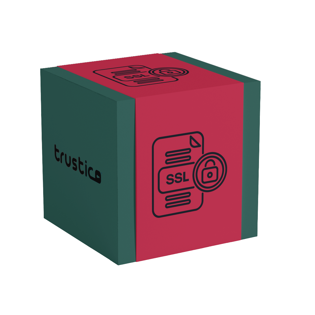 A 3D cube with dark green and red faces, displaying a padlock SSL certificate icon and the text Sectigo® EV Single Site by Sectigo CA, emphasizing extended validation for enhanced secure browsing.