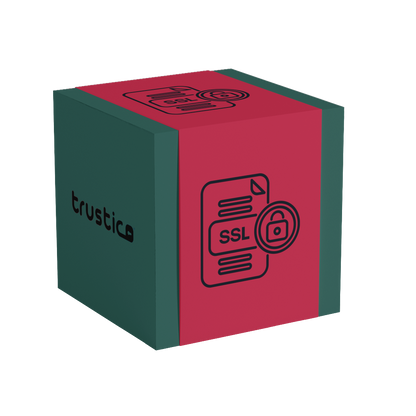 A 3D cube with dark green and red faces, displaying a padlock SSL certificate icon and the text Sectigo® EV Single Site by Sectigo CA, emphasizing extended validation for enhanced secure browsing.